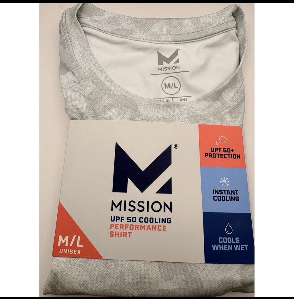 M/L Mission UPF 50 Cooling Performance Shirt Camo White M/L Unisex, Long Sleeve